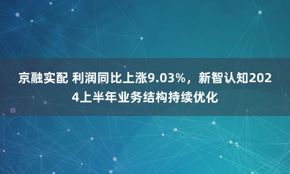 京融实配 利润同比上涨9.03%，新智认知2024上半年业务结构持续优化